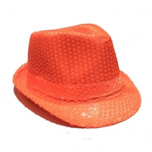 Шляпа с пайетками, оранжевая фото 3435