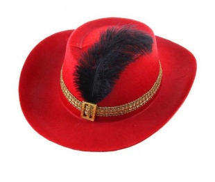 Шляпа красная с пером арт.01-033 фото 3424