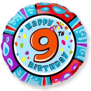 FM 18"(45см.)  Круг "Happy Birthday 9" фольга арт.401575 фото 4765