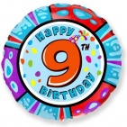 FM 18"(45см.)  Круг "Happy Birthday 9" фольга арт.401575