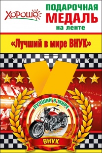 Подарочная медаль "Лучший в мире внук" арт.52.53.205 фото 5277